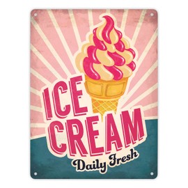 Metal Sign XL with American Diner Classics Ice Cream Motif