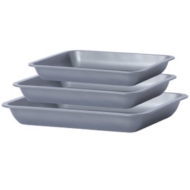 Lets Cook Cookware - 3 Piece Roasting Tin Set - 28cm, 31cm and 35cm Tins, Stackable, Dishwasher Safe, Made in Britain with PFOA & BPA Free Non Stick