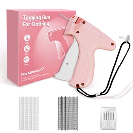 Stitch Gun for Clothes - Handheld Tagging Gun for Clothing Stitchy Quick Clothing Fixer - Includes 6 Needle, 1000 Black Fasteners & 1000 White Fasteners (Pink)