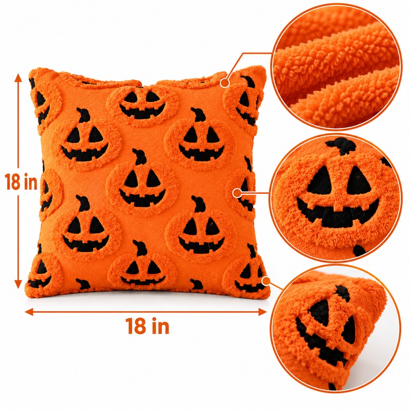 Orange Pumpkin Throw Pillow Cover for Fall Decor – Soft