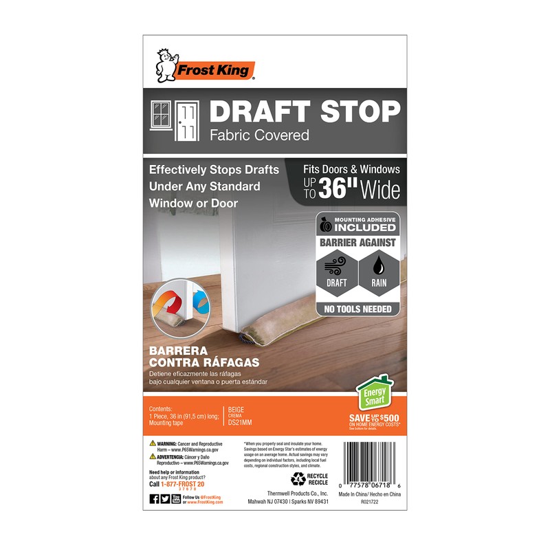 Frost King Fabric Draft Stop Window or Door Insulator, 36-inches