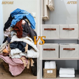 2 Pcs Closet Organizers and Storage Bins for Clothing, 12 Cell Closet Clothes Organizer for Leggings Yoga Pants T-shirts Thin Jeans Clothes, Clothing Storage Bin Container with Sturdy Handles