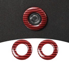 PDKLIN for Challenger Roof Reading Light Trim Ring Fit for Dodge Challenger 2014-2023 Red Carbon Fiber Interior Accessories 2pcs