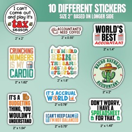 (10pcs) Accountant Stickers Accounting Spreadsheet Gift Funny Accounting Gifts Multiple Different Design, Waterproof, UV- Resistant, Suitable for Tumbler, Laptop, Car, Truck