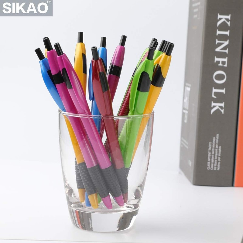 Sikao 60 Pack Gripped Slimster Retractable Ballpoint Pens, Bulk Pens