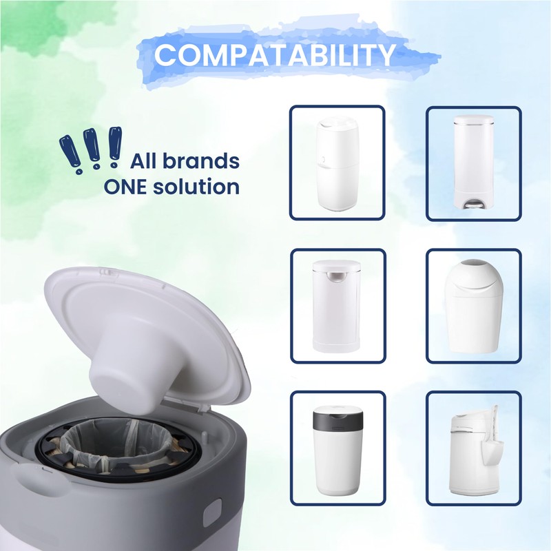 SNAPR 8-Pack 6m Nappy Bin Refill Compatible with Tommee Tippee