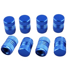 Futheda 8 Pcs Aluminum Alloy Car Tyre Dust Caps Universal Car Metal Valve Caps Car Accessories Blue