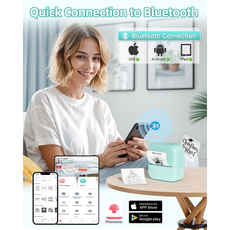 Phomemo Sticker Printer - Mini Printer for Phone, M02X Portable