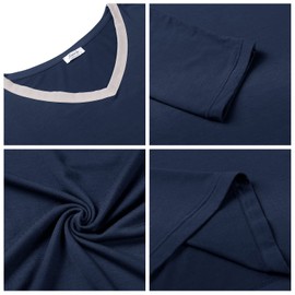 Amorbella Womens Bamboo Pyjamas Set Cooling Pajamas Winter Moisture Wicking Pjs(Navy Blue, Small)