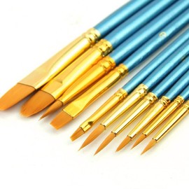 10 Artists Paint-Brushes, 18-21cm Paint Brushes, For Watercolour Acrylic & Oil Painting