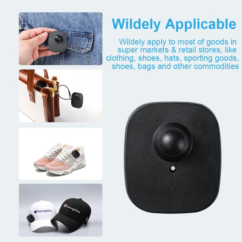 250Pcs 8.2Mhz RF Security Clothing Tags Black Retails EAS Clothes
