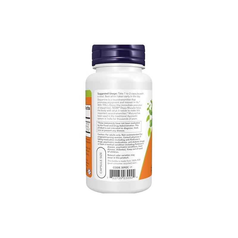 NOW DOPA Mucuna,90 Veg Capsules