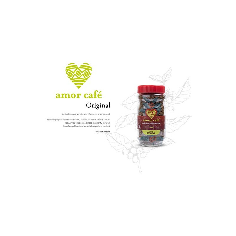 Amor Café Amor Café Soluble Gourmet, Mezcla Original, tostado medio,