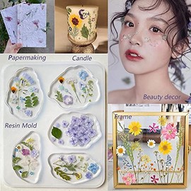100 PCS Real Dried Pressed Flowers Leaves Natural Plant Herbarium for DIY Resin Mold Jewelry Making Craft (20 Styles)-Blue