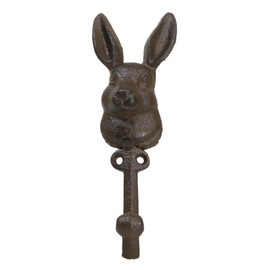 Ebros Gift Rustic Cast Iron Cottage Bunny Brer Rabbit Hare Head Metal Wall Decor Coat Hook Organizer Figurine 7.25" H Animal Rabbits Fairy Tale Nursery Rhymes Decor