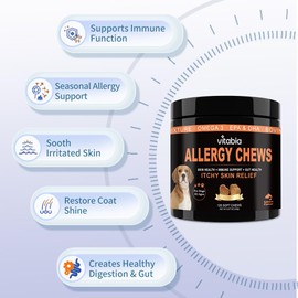 Dog Allergy Relief Chews – Itchy Dog Skin Relief With Omega 3, Salmon Oil For Dogs, Licorice Root, Turmeric, Probiotics for Dogs –– Anti Itch For Dogs, Natural Dog Treats (120 Dog Chews)