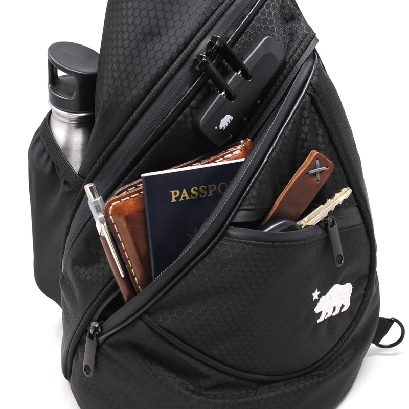 Cali Crusher Sling - 100% Smell Proof/Convertible Shoulder Pack (Black/Blue)