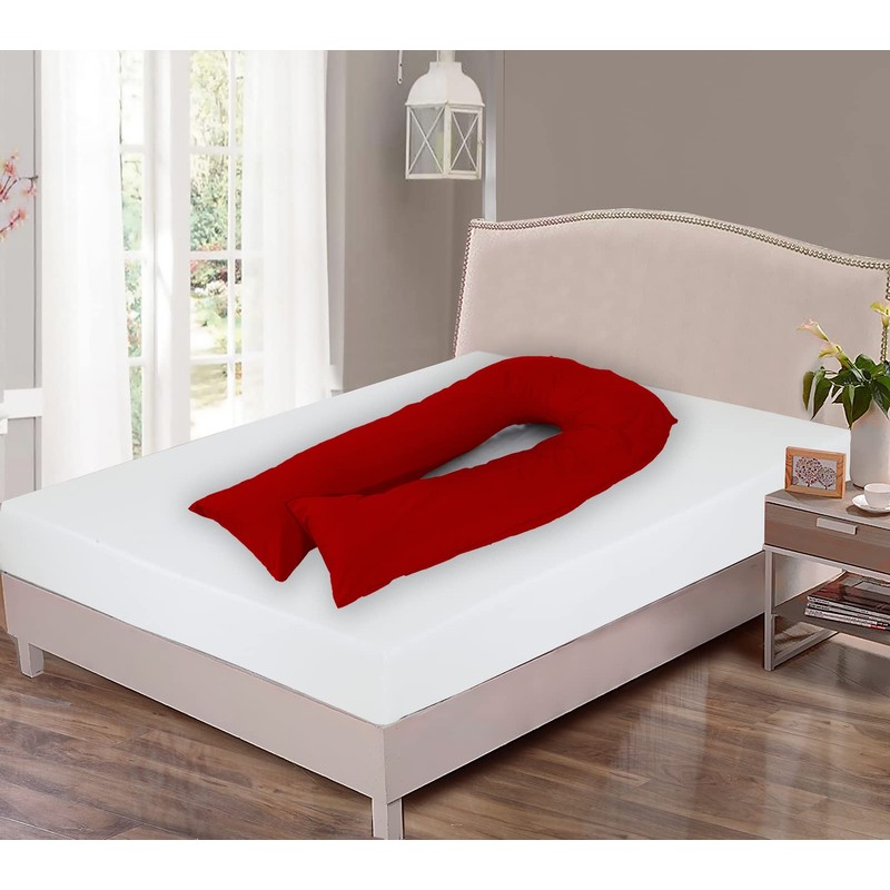 Red 12FT U Shape Pillow Cover Case Only- Pregnancy, Nursing