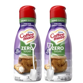 Coffee-mate Zero Sugar Italian Sweet Crème Liquid Coffee Creamer 32 oz 2 pck w/ Shovel Spoon