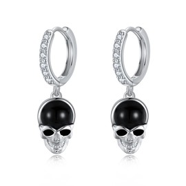JERWLI Skull Dangle Earrings 925 Sterling Silver Gothic Jewellery Gifts for Women