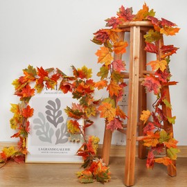 Autumn Decorations, Artificial Fall Maple Leaf Garland 2 Pack, 5.8Ft Hanging Vine Garland Autumn Foliage Autumn Wreath, Fall Garland, Thanksgiving Decor for Home Wedding Fireplace Party Christmas