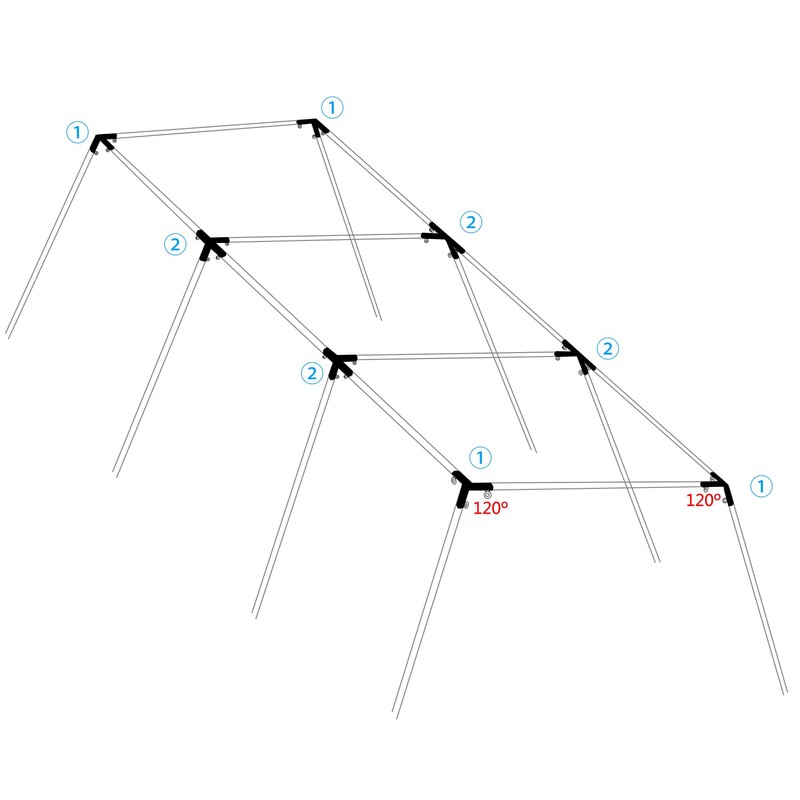 Aoneky 2'' Flat Roof Corner Canopy Fitting Couplers Kit -