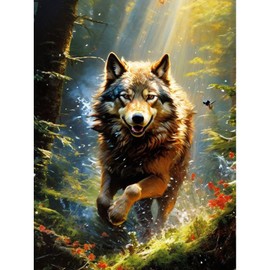 TOSTOG Diamond Painting for Adults Beginners, Wolf and Jungle 5D Diamond Painting Kits Pictures for Adults, DIY Full Drill Diamond Painting Set 30 x 40 cm for Wall Decoration