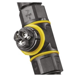EMOS T-type connector for cable diameter 3 x 0.75-2.5 mm², connector 2.6 x 9 x 6.2 cm, IP68 waterproof, dustproof, shockproof, up to 85 °C operating temperature, black, ZS9030