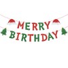 Merry Birthday Banner Red & Green Glitter Christmas Xmas Tree