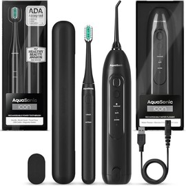 AquaSonic ICON Electric Toothbrush & Water Flosser Bundle - Travel case, charging cord Daily Oral Daily Oral  Cleansing:_ICON_ONYX_BUNDLE