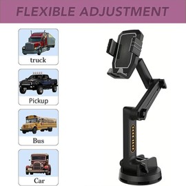 Roczential Truck Phone Holder Mount, Heavy Duty Car Phone Holder, Dashboard Windshield Phone Holder 16.9 inch Long Arm, Widened Suction Cup Compatible with Pickup Truck, Commercial Truck