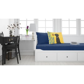 Summer Sunflowers Black Labrador Retriever Fabric Standard Pillowcase