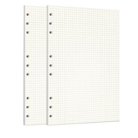 Zelten Loose Leaf Perforated Paper Refills Paper for 6-Hole Binder Personal Organiser Diary Notebook Refillable Planner, Squared, B5/9 Hole