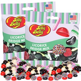 Needzo Bridge Mix Licorice Flavored Jelly Beans and Candy Pastels, Buttons and Non Pareil Seeds, Shareable Bite Size Chewy Candies, Gourmet Party Favors, Pack of 2