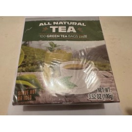 All-Natural  Pure Green Tea-100 Ct Tea Bag-Serve Hot or Cold W/TAG & STRING