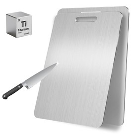 Katuchef Titanium Cutting Board, Pure Titanium Cutting Boards for Kitchen, Non Toxic, Double Sided Food Grade Metal Chopping Board, Dishwasher Safe Durable Metal Cut for Meat Fruit Vegetable(M+L)