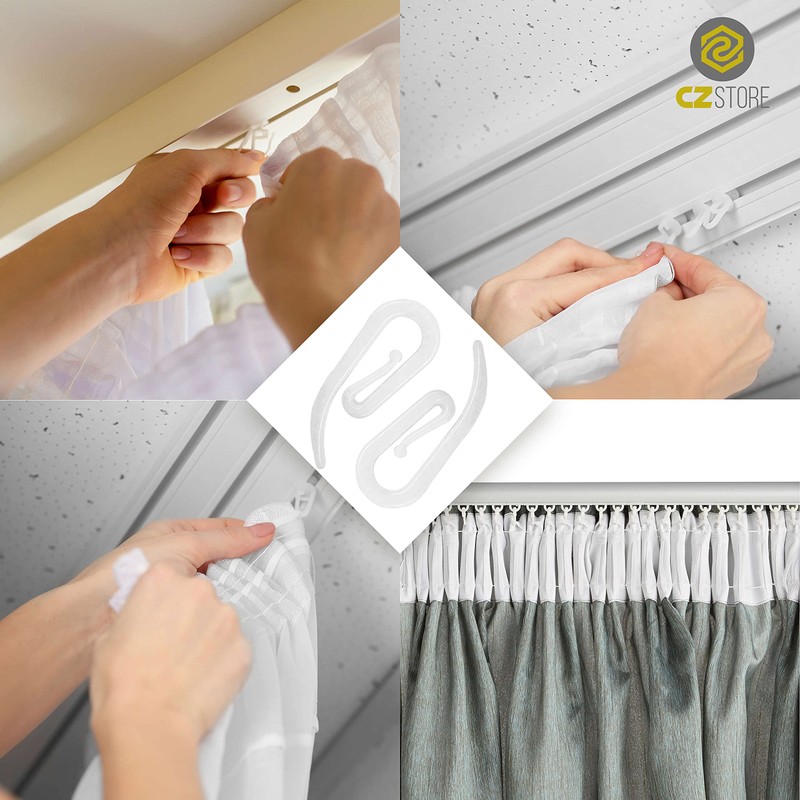 CZ Store Plastic Curtain Hooks | 100 Pack | 28x12mm