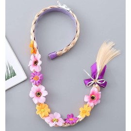 2 Pelucas Trenzadas Largas Peluca De Princesa Rapunzel Peluca Trenzada De Elsa Para Niñas Diadema De Cosplay Accesorios Para El Cabello Para Niñas Pequeñas