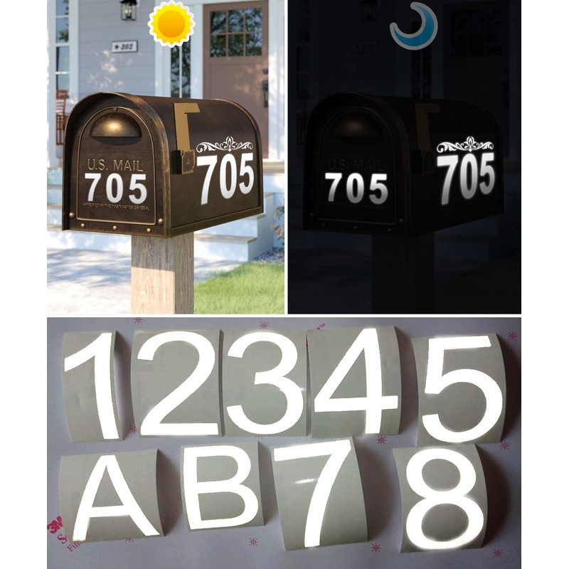 Mailbox Numbers, Reflective Mailbox Numbers for Outside (6 Sets), Waterproof