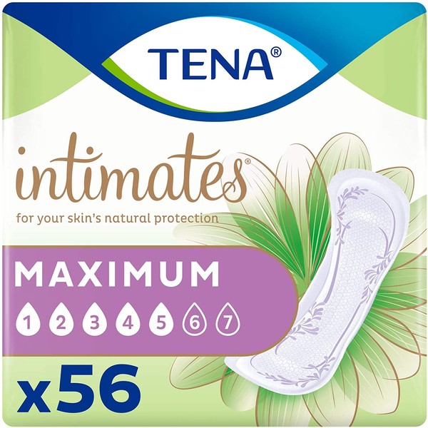 TENA Intimates Maximum Absorbency Incontinence/Bladder Control Pad, Regular Length, 56 Count (Packaging May Vary)