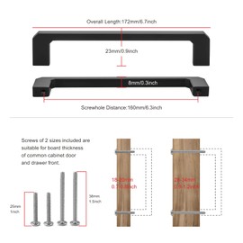 TUNNY 10 Pack Modern Cabinet Handles-6.3"/160mm Screw Spacing Matte Black Solid Furniture Hardware Handles Cabinet Hardware Kitchen Cabinet Handles for Bathroom Drawer Pulls