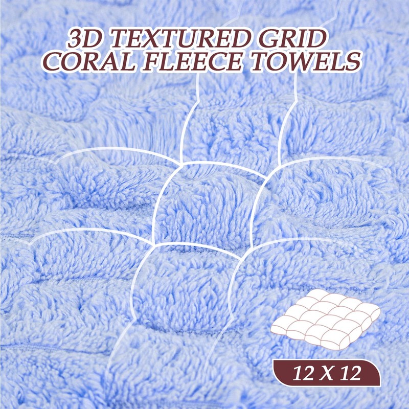 PHOGARY Flannel Face Cloth Pack 6, Reusable Microfibre Face Cloth,