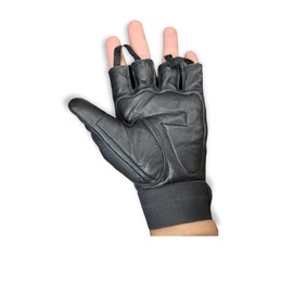 PRIME SPORTS Leather Padded Spandex Fingerless Weight Lifting Training Cycling Driving Wheelchair Gloves-022 (XX-Large)
