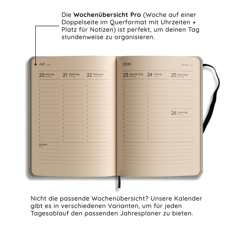 matabooks Samaya 2026 A5 Calendar, Colour: Black, Vegan Year Planner