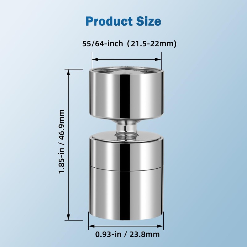 Hibbent Metal Faucet Aerator, 360-Degree Swivel Metal Kitchen Sink Aerator,
