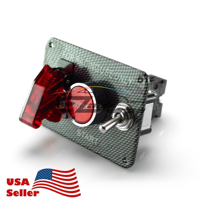 EZAUTOWRAP Racing 12V Ignition Switch Carbon Fiber Engine Start Push