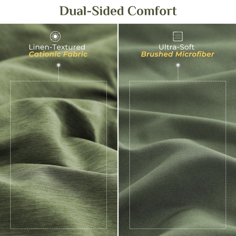 JOLLYVOGUE Queen Comforter Set Dark Green, Cationic Dyeing Bed in