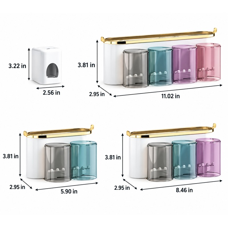 Wall Mounted Toothbrush Holder with Toothpaste Squeezer – Multifunctional Bathroom