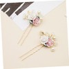 LALAFINA Crylic Flower Leaves Hair Stick 2pcs Retro Hair Chopstick