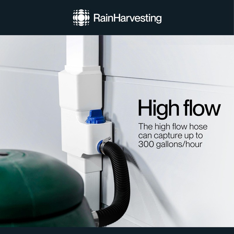 Rain Harvesting Downpipe Diverter Hose Kit, High Flow Hose for